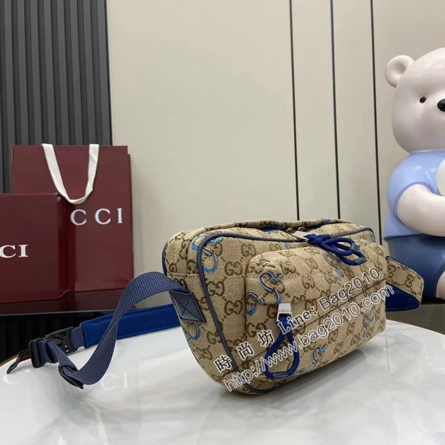 Gucci專櫃古馳最新款蛇型圖案以印花刺繡男女款腰包挎包 jh2925型號：802096